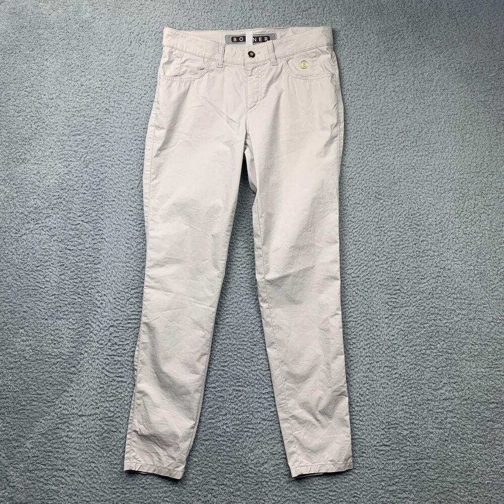 Bogner Chino Pants Womens 4 Beige Slim Tapered Leg Stretch Twill Casual
